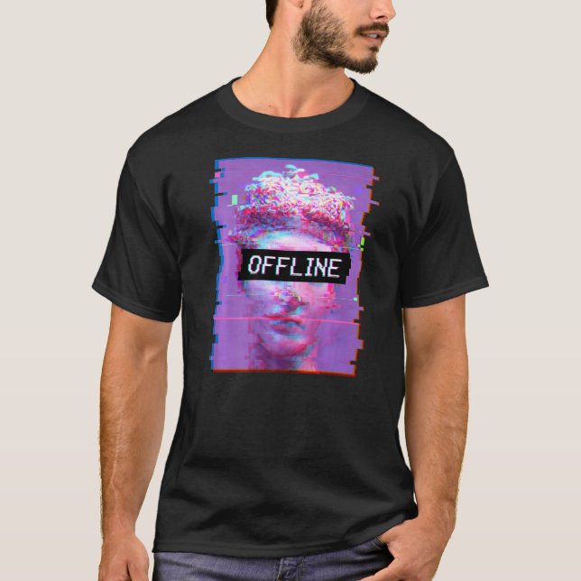 Vaporwave David Statue Aesthetic Art Offline Miche T Shirt (Framsida)