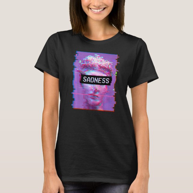 Vaporwave David Statue Aesthetic Art Sadness Miche T Shirt (Framsida)