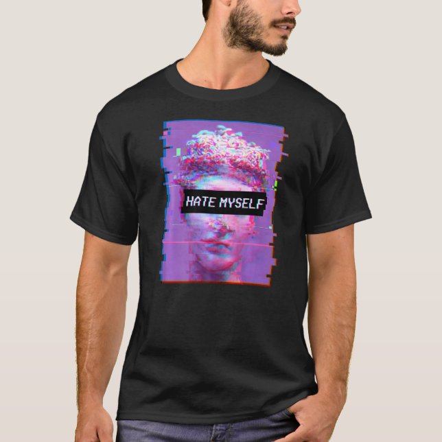 Vaporwave David Statue Ledsen Aesthetic Art Hate M T Shirt (Framsida)