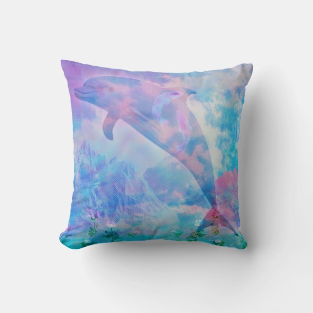 Vaporwave delfin i himmlen kudde (Framsida)