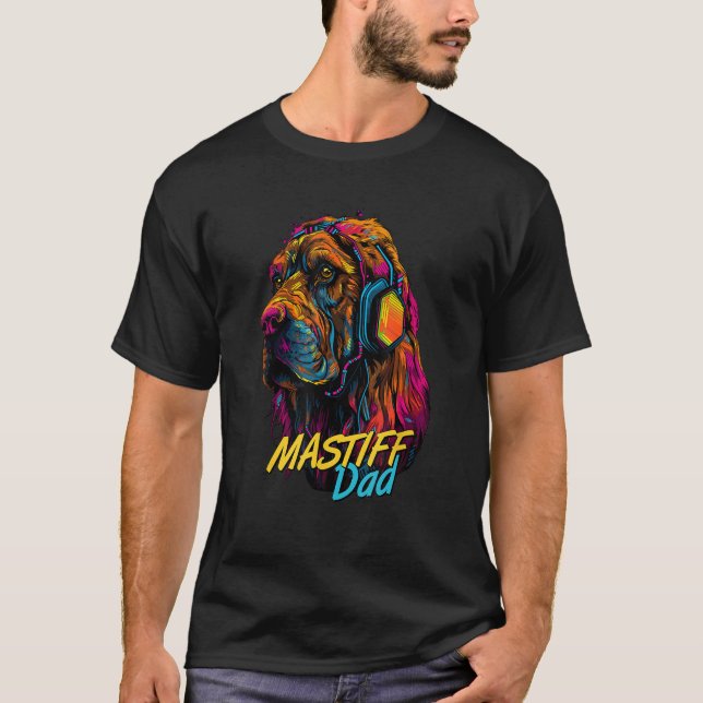 Vaporwave English Mastiff Pappa Futuristiska Engli T Shirt (Framsida)