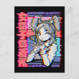 Vaporwave-estetik Japansk Retro Anime-flicka Vykort