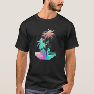 Vaporwave Estetisk Glitch Palmträd Retrowave Synth T Shirt