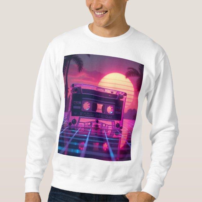 Vaporwave-estetisk musikdesign lång ärmad tröja (Framsida)