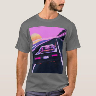 Vaporwave Estetisk Sportbil Kör In I En Retro T Shirt