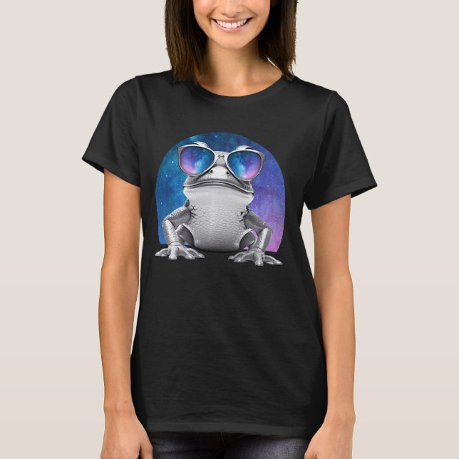 Vaporwave Frog Space Glasses Galaxy Sunglasses Toa T Shirt (Framsida)