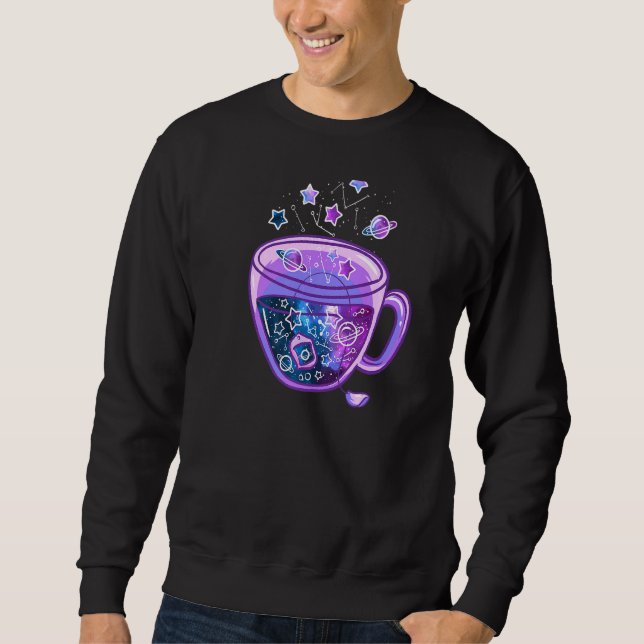 Vaporwave Galaxy Kopp Japanesecup Galaxy Tea Lång Ärmad Tröja (Framsida)