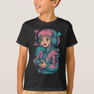 Vaporwave Gamer Girl Japansk Art Anime Manga Grap T Shirt
