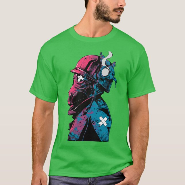 Vaporwave Gas Mask Streetwear Urban Style friends  T Shirt (Framsida)