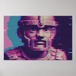 Vaporwave Glitch Art Porträtt Poster