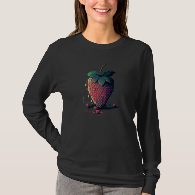 Vaporwave Glitch Strawberry  1 T Shirt (Framsida)