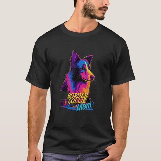 Vaporwave Gräns Collie Mamma Futuristiska Gräns Co T Shirt (Framsida)