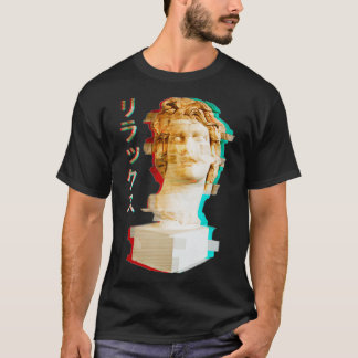 Vaporwave Greece Statue Helios med Aesthetic Glitc T Shirt
