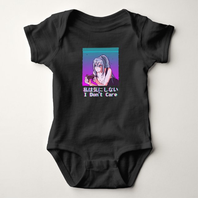 Vaporwave Japan Mode Ledsen Gaming Anime Girl T Shirt (Framsida)