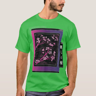 Vaporwave Japan Stil japansk Cherry Blommar Saku T Shirt