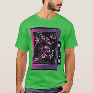 Vaporwave Japan Stil japansk Cherry Blommar Saku T Shirt