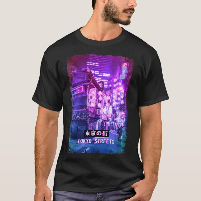 Vaporwave Japan Street Mode Tokyo Streets T Shirt (Framsida)