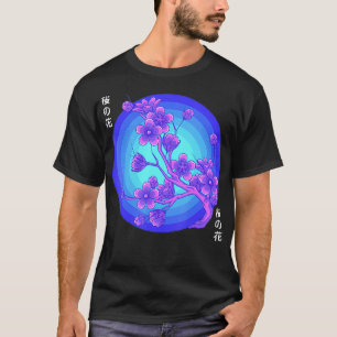 Vaporwave Japansk Sakura Cherry Blommar Träd Fest T Shirt