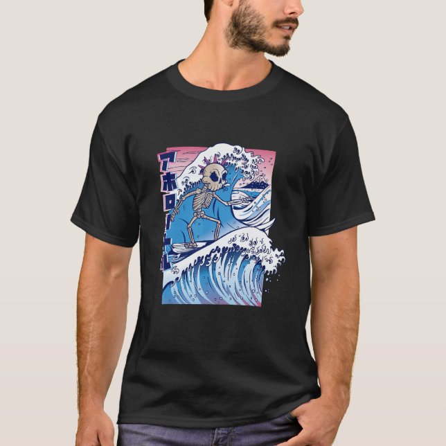 Vaporwave Kanagawa Underbar Wave Japan Surfing Ske T Shirt (Framsida)