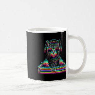 Vaporwave Katt Dj Techno Rave Edm Musik Konsert Pa Kaffemugg