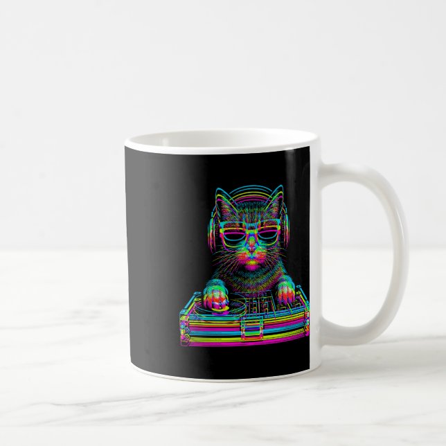 Vaporwave Katt Dj Techno Rave Edm Musik Konsert Pa Kaffemugg (Höger)