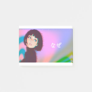 Vaporwave Kawaii-ångvåg Japansk flicka Post-it Block