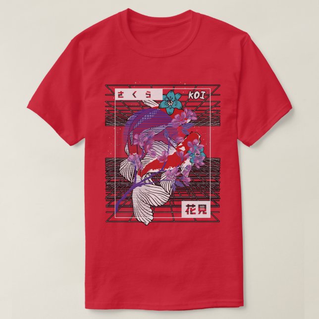 Vaporwave Koi Fish Japan Sakura Carp Breeder T Shirt (Design framsida)