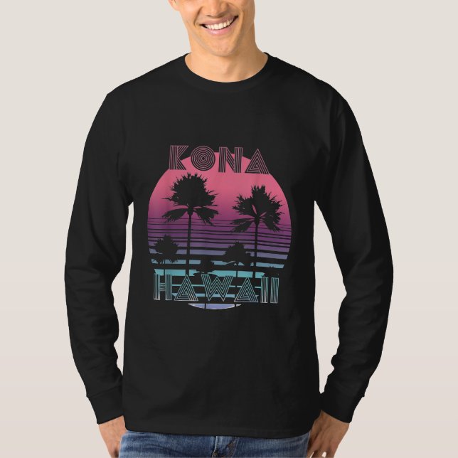 Vaporwave Kona Hawaii Sunset Sun Surf Throwback Re T Shirt (Framsida)