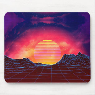 Vaporwave landskap med stenar musmatta