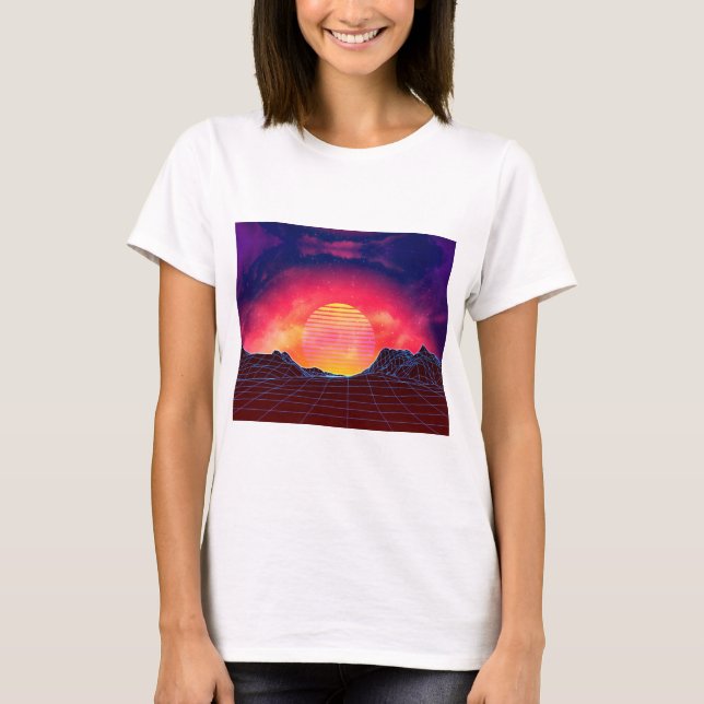 Vaporwave landskap med stenar t shirt (Framsida)