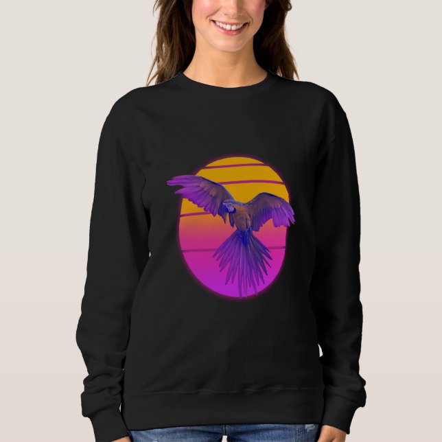 Vaporwave Macaw Parrot Tropical Bird Birdwatching T Shirt (Framsida)