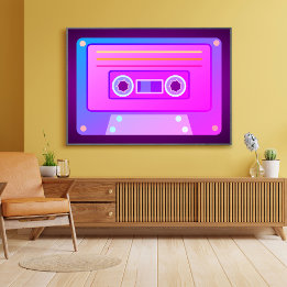 Vaporwave Mörk Lila Y2k 90-talets Audio Cassette Poster