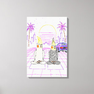 "Vaporwave-Nymfparakiteter Retro Solnedgång Canvas