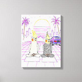 "Vaporwave-nymfparakiteter Retro solnedgång Canvas