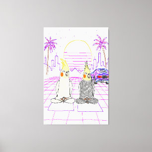 "Vaporwave-nymfparakiteter Retro solnedgång Canvas