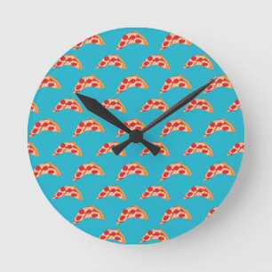 Vaporwave Pepperoni Ostpizza Skiva Snabbmat Rund Klocka