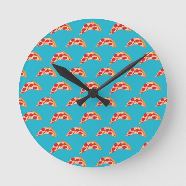 Vaporwave Pepperoni Ostpizza Skiva Snabbmat Rund Klocka (Framsida)