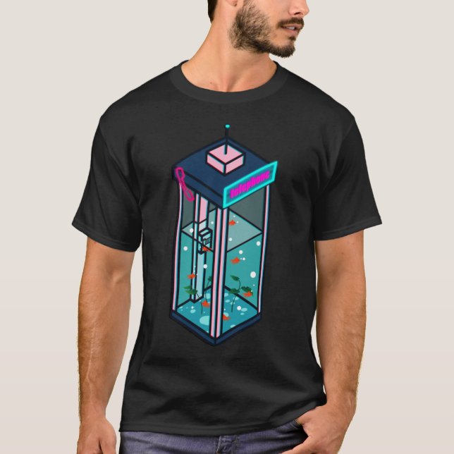 Vaporwave Phonebooth Sticker T Shirt (Framsida)