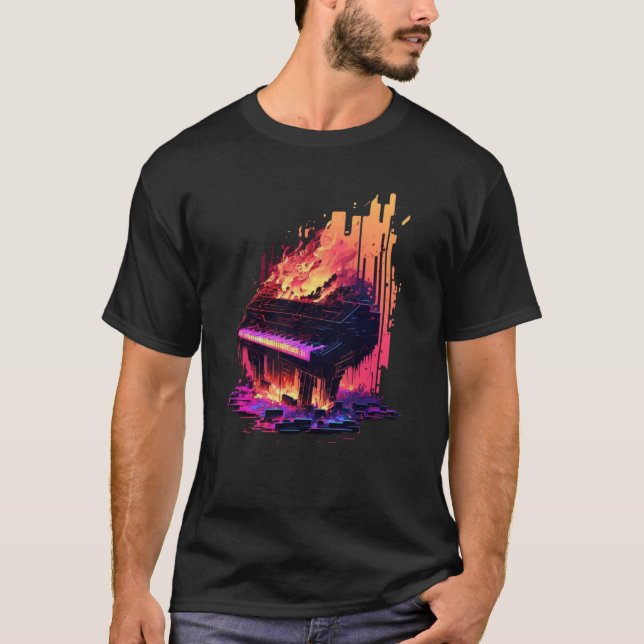 Vaporwave Piano T Shirt (Framsida)