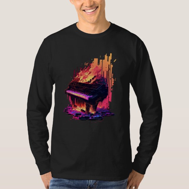 Vaporwave Piano T Shirt (Framsida)