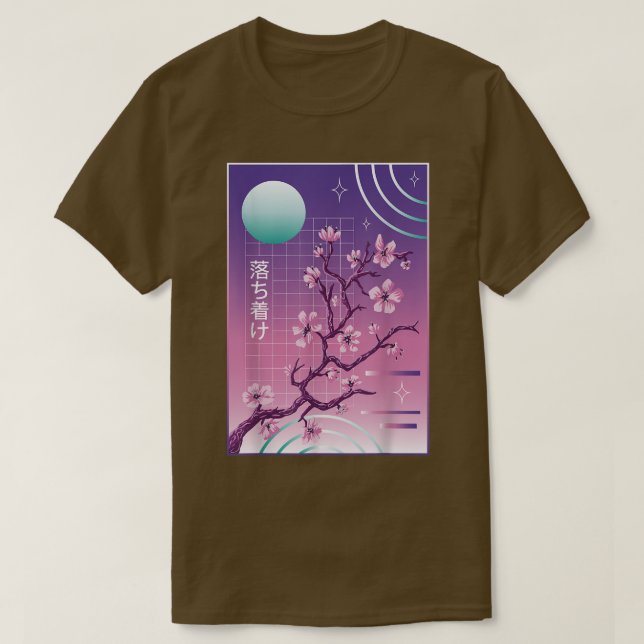 Vaporwave Sakura 80-tal 90-tal Japansk Cherry Blom T Shirt (Design framsida)