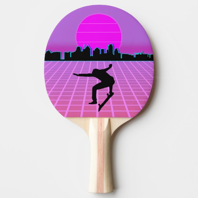 Vaporwave Skateboarder Retro 80 s Pingisracket (Framsidan)