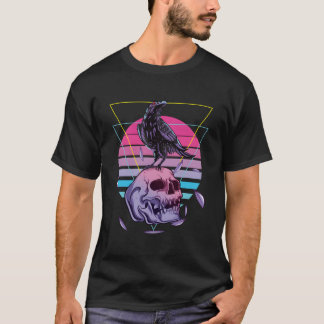 Vaporwave Skull And Crow Aesthetic Pastel Goth T Shirt