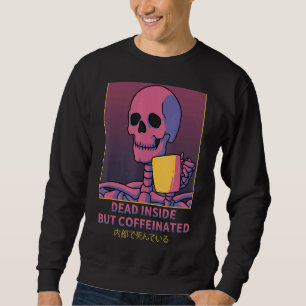 Vaporwave Skull Dead but coffined Skeleton Lång Ärmad Tröja