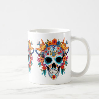 Vaporwave_Skull_Sunset_with_Neon_Tropical_Vibes-re Kaffemugg