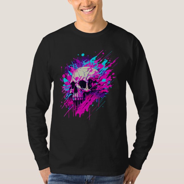 Vaporwave Skull Urban Aesthetic Pastel Goth Street T Shirt (Framsida)