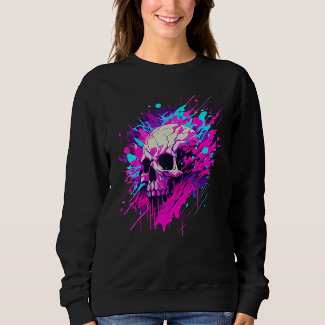 Vaporwave Skull Urban Aesthetic Pastel Goth Street T Shirt (Framsida)