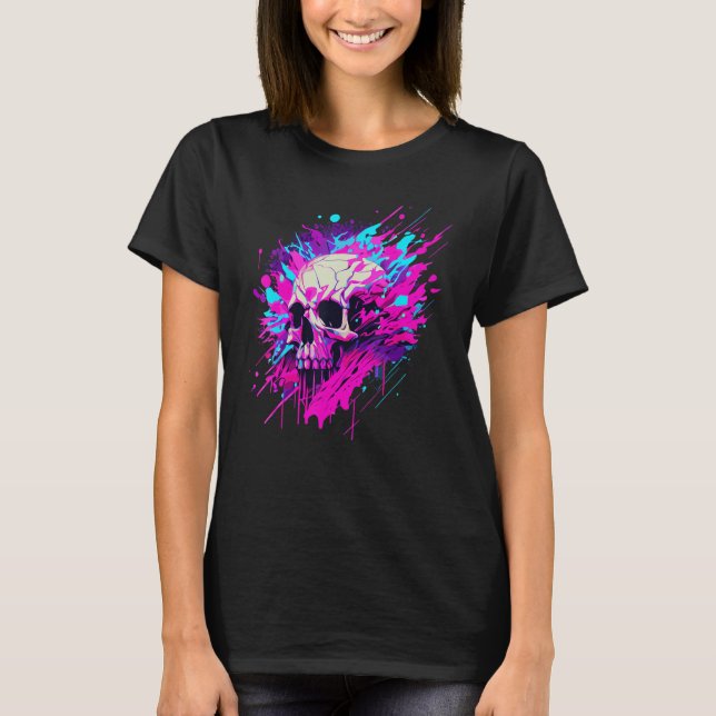 Vaporwave Skull Urban Aesthetic Pastel Goth Street T Shirt (Framsida)