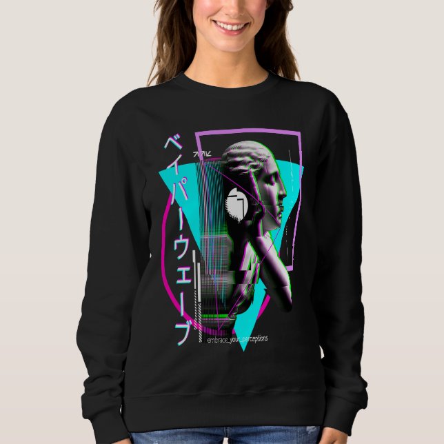 Vaporwave Statue Aesthetic Glitch Japanese Otaku T Shirt (Framsida)