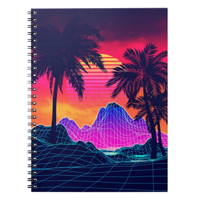 Vaporwave sten och handflatan träd anteckningsbok (Framsidan)